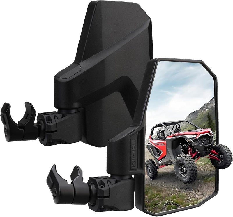SHEJISI UTV Side Mirrors – Fits almost all UTVs (except full doors)，Compatible with Polaris RZR Ranger、Can am Commander Defender、Honda Pioneer Talon SXS、Kawasaki Mule KRX，Yamaha Wolverine YXZ,RTV - Image 1